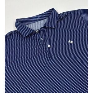 Draddy Sport Men's L Polyester Blue Striped Short Sleeve Polo